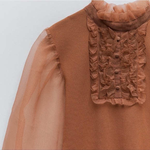NWT ZARA Organza Knit Top M Blogger’s Favorite - Picture 5 of 5